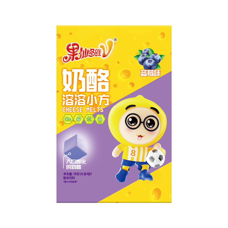 果仙多维V 儿童零食儿童溶豆奶豆点心奶酪溶溶小方奶酪溶豆奶豆小馒头蓝莓味18g