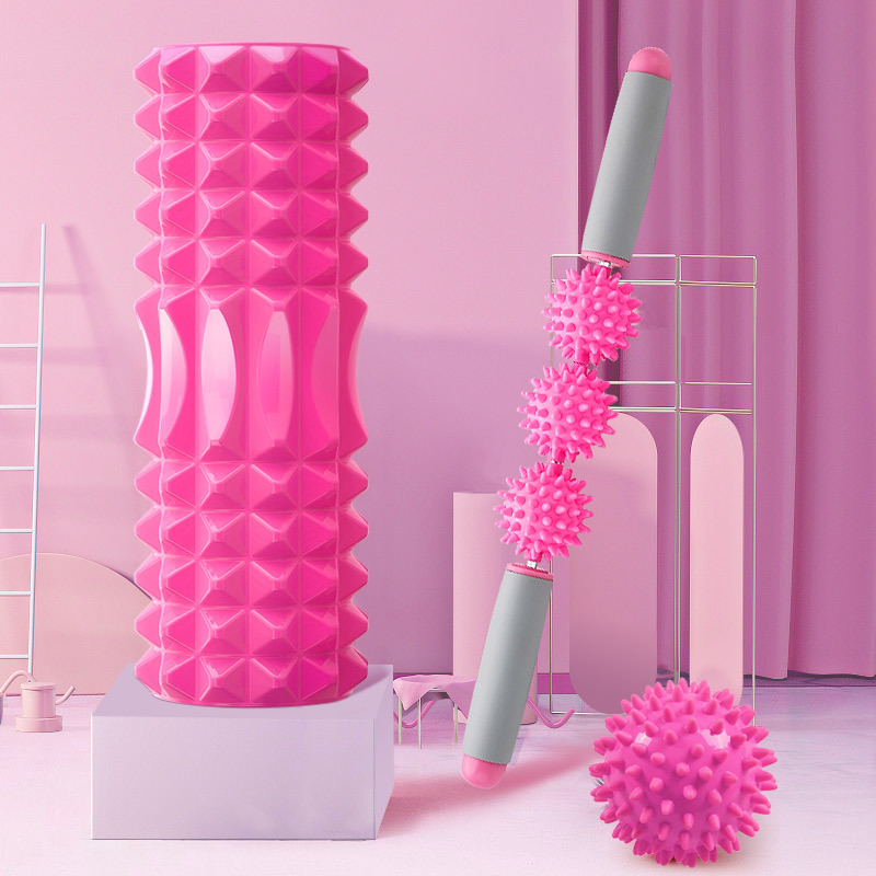 宏太 健身运动三件套 瑜伽泡沫轴+筋膜球+筋膜棒三件套 背部足部腿部按摩HT-04WP!