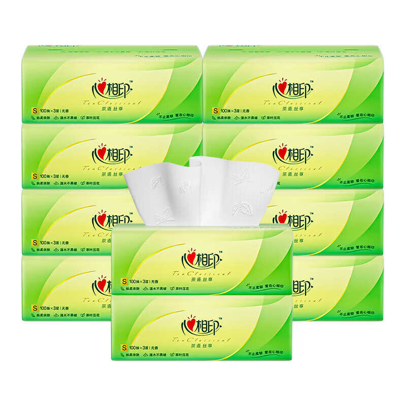 心相印 10DT15100(包装)心相印茶语丝享100抽三层塑装纸面巾10包*1提
