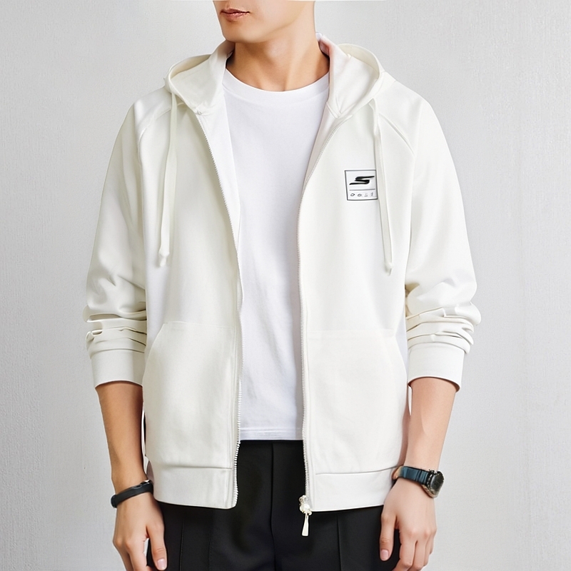 斯凯奇(Skechers)男装女装新款时尚情侣装连帽外套休闲针织夹克运动服P225U132-0280 ZP高清大图