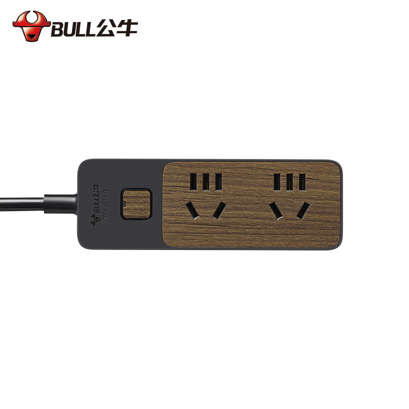 公牛(BULL)GN-R1220-5米木纹插座桌面创意多功能家用多用插排插板拖线板接线板插线板学生宿舍床头排插