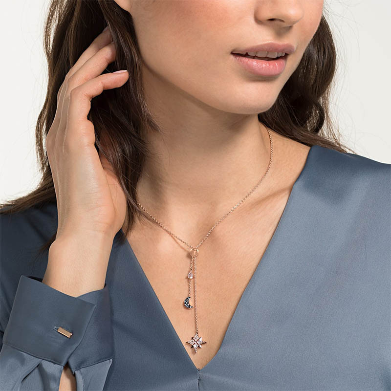 [专柜限量新款]SWAROVSKI 施华洛世奇 月牙造型 SWA SYMBOL 项链女锁骨链 时尚饰品女友5489534