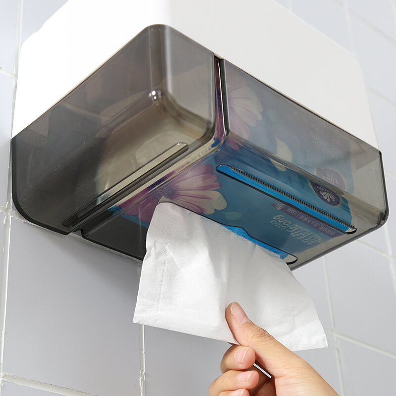 厕所纸巾盒放卫生纸盒免打孔家用卷纸墙上抽纸架防水卫生间厕纸盒安心