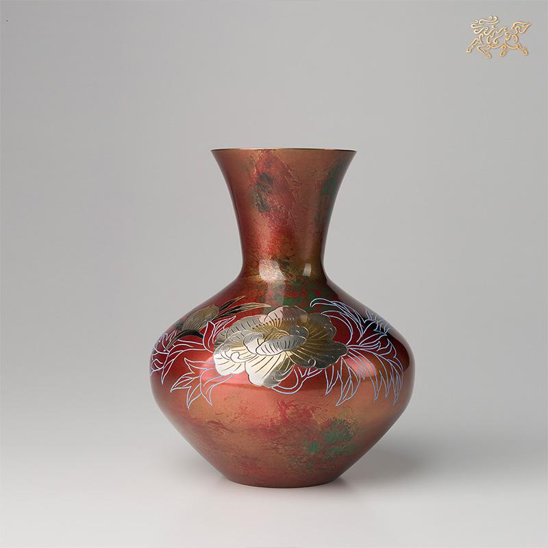 美帮汇全铜摆件《高冈铜器之富士形牡丹》家居饰品 花瓶高清大图