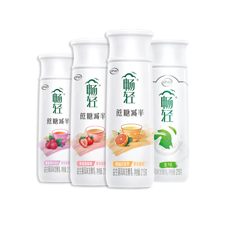 伊利畅轻酸奶215g*10瓶益生菌发酵乳蔓越莓奇亚籽味减糖果茶风味酸牛奶整箱