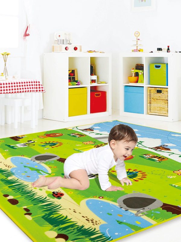 Hape丛林动物爬行厚垫小号180x150x2cm加厚婴幼客厅XPE材质2cm儿童环保双面爬爬垫爬行垫男孩女孩玩具高清大图