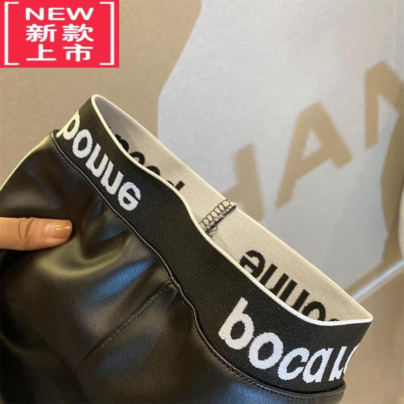 可莉允中大童字母一体加绒保暖铅笔裤2022新款秋冬装韩版女童皮裤子潮保暖裤图片