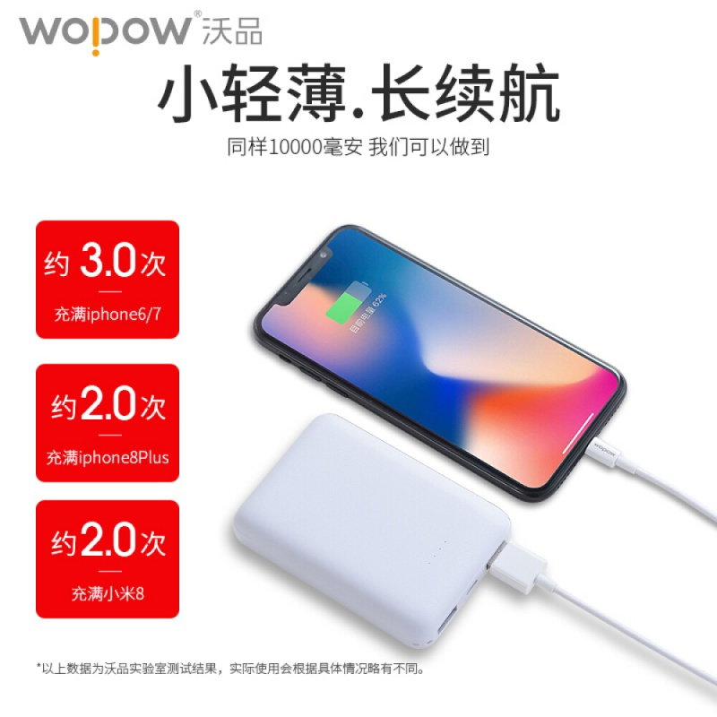 沃品(wopow)·Mi1-10000mAh移动电源/苹果白