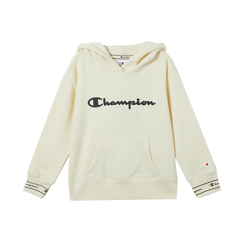 Champion/冠军男女童混纺加绒连帽套头衫经典logo图案高端儿童卫衣/帽衫