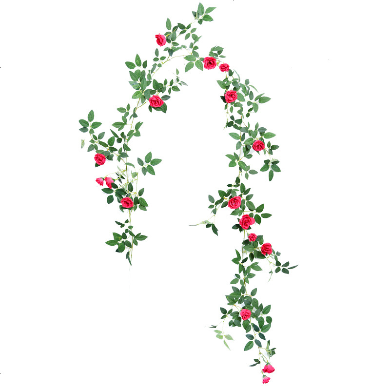 蔷薇假花藤条装饰空调管遮挡缠绕塑料花藤蔓植物水管