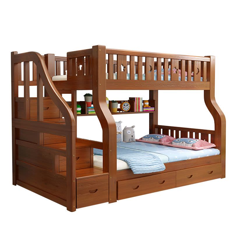 欧梵森 儿童床实木上下床多功能美式高低床双层床成人母子床上下铺子母床图片