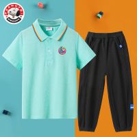 史努比(SNOOPY)儿童运动短袖短裤两件套装夏季新款男童POPL衫套装SN2PH