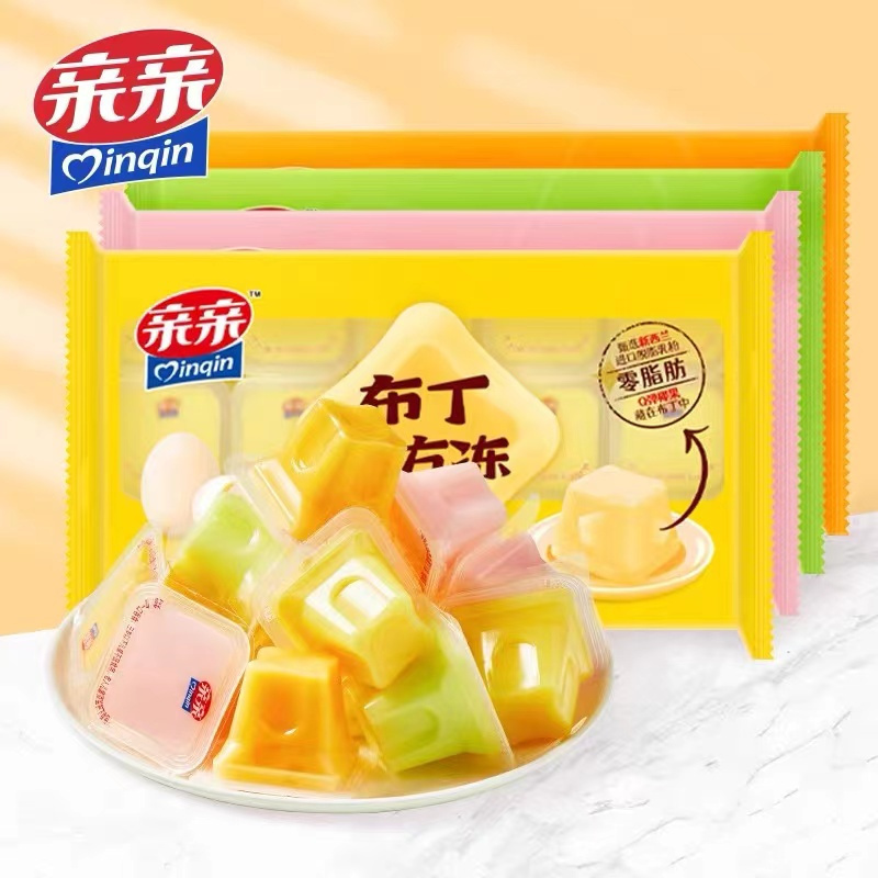 亲亲布丁小方冻草莓味零食布丁椰果果冻休闲解馋网红小吃420g*2件
