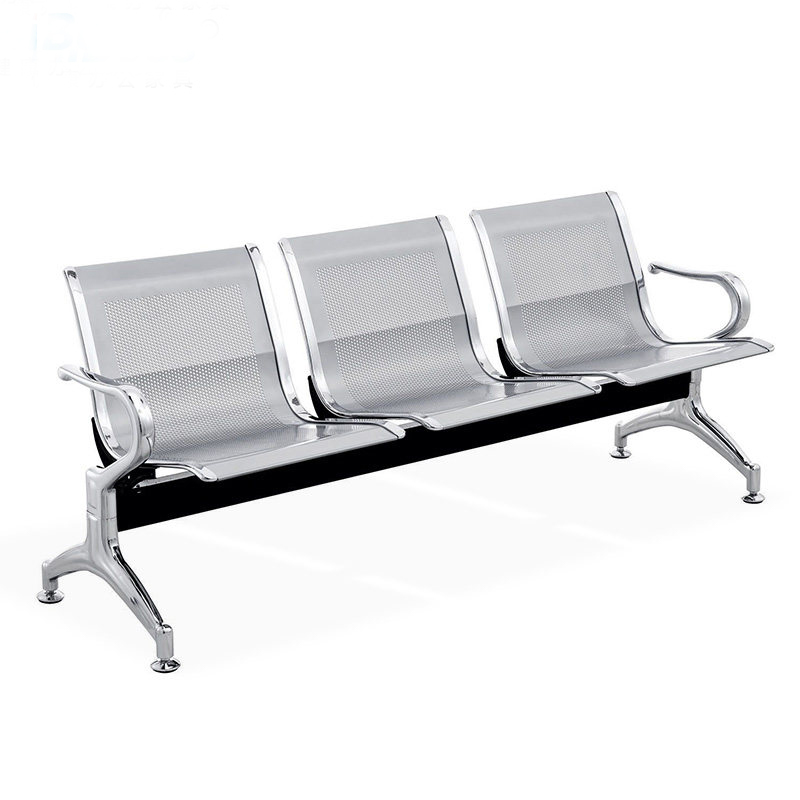 麦格尚 机场椅公共钢制排椅银行等候椅医院候诊椅不锈钢车站椅公共区域休息椅 三人位(1750长×650宽×780高)