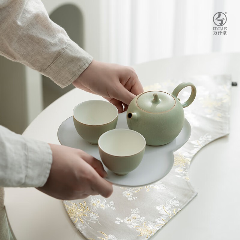 万仟堂(Edenus)茶具套装高档 陶瓷茶壶茶杯泡茶套装家用功夫茶具礼盒带茶盘 平安盒高清大图