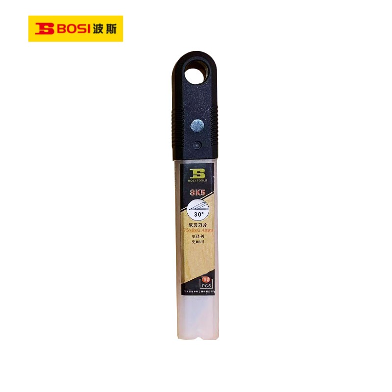 波斯(BOSI)双刃小号美工刀片30°(75×9×0.4mm7节)盒高清大图