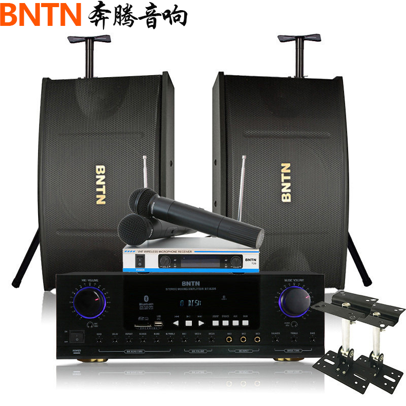 奔腾(BNTN)家庭影院卡拉OK专业音箱KTV音响套装 K歌无线麦套装大功率功放8200配OK450