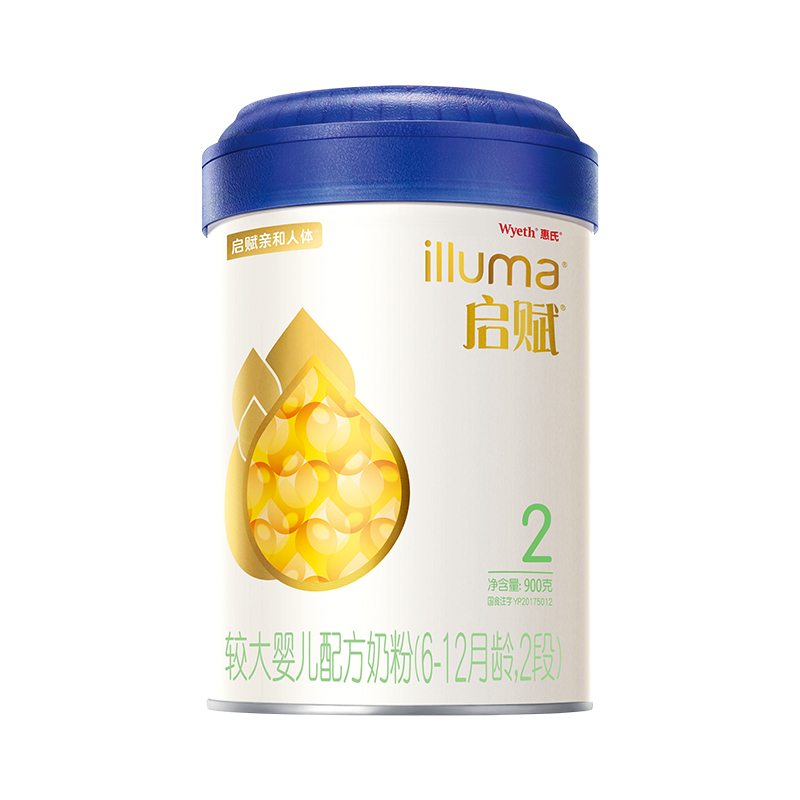惠氏wyethilluma启赋较大婴儿配方奶粉2段900克