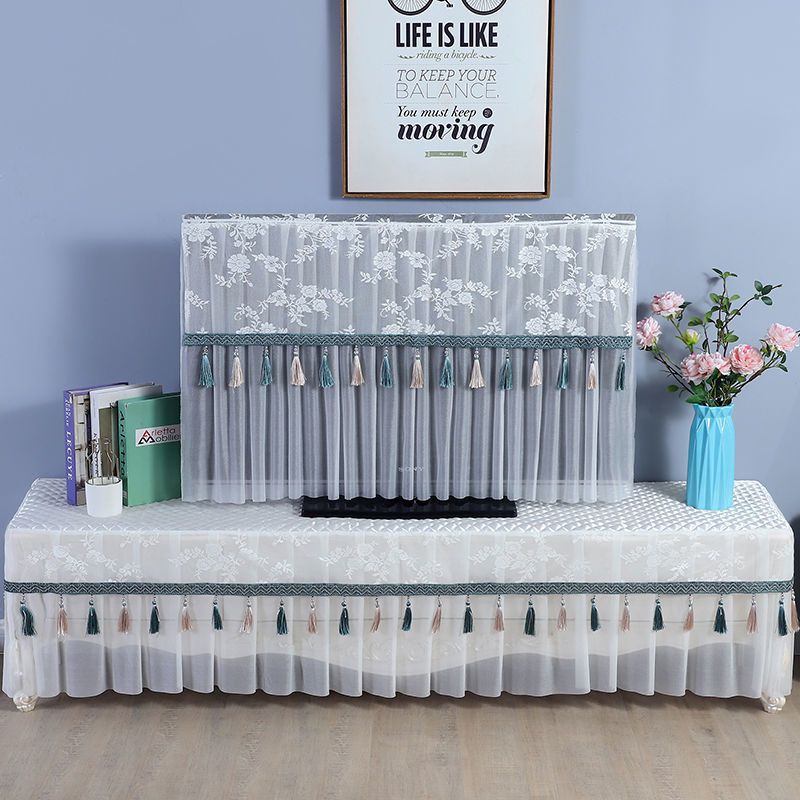 电视机罩新款开机不取电视机防尘罩蕾丝电视柜盖布55寸60寸电视套糖球