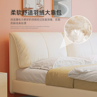 冬熊 民宿风简约现代网红轻奢真皮床双人主卧室大床1.8米软包婚床