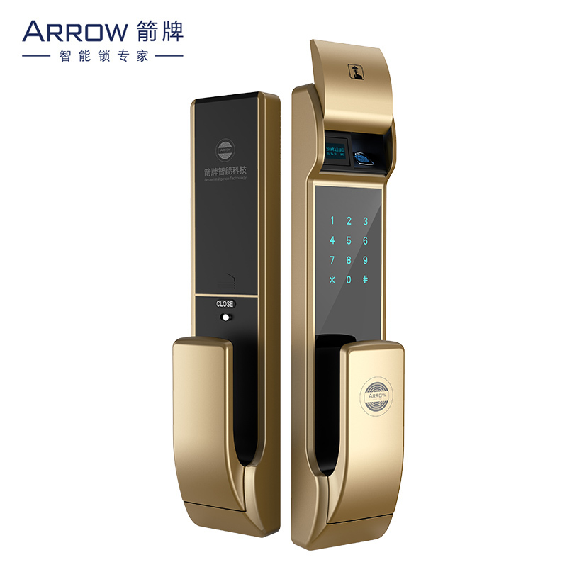 箭牌(ARROW) 推拉指纹锁密码锁智能锁防盗门锁 家用防盗门锁 电子密码锁 305香槟金