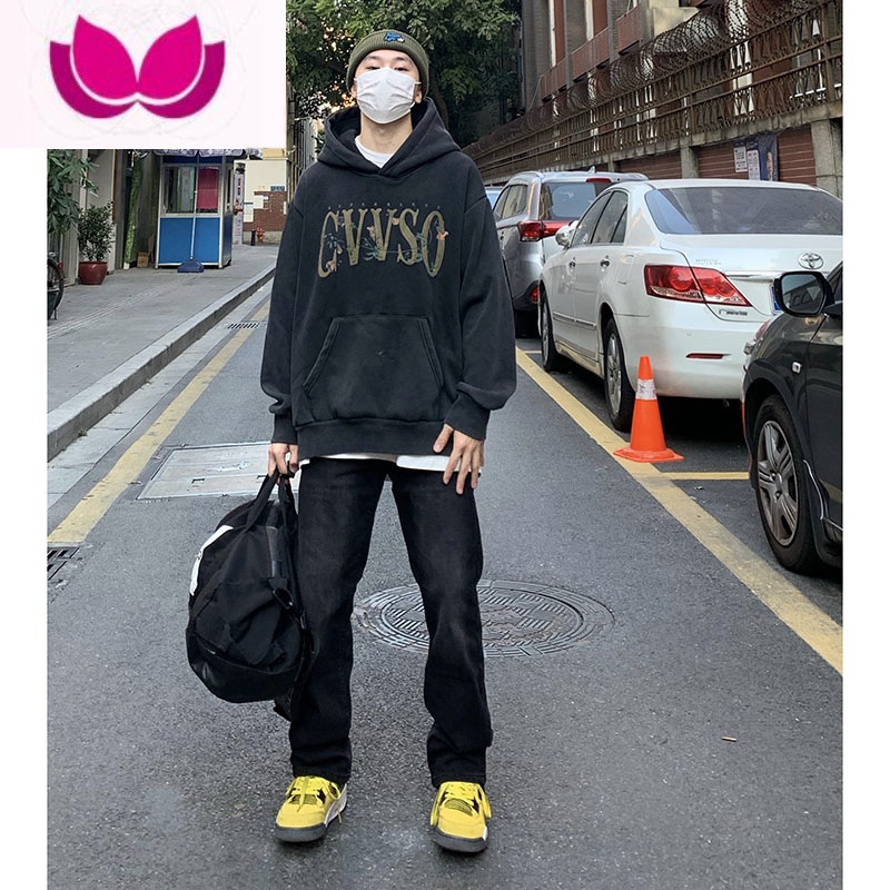 七斓美式vibe高街复古牛仔裤男潮流hiphop街头风小众宽松直筒裤