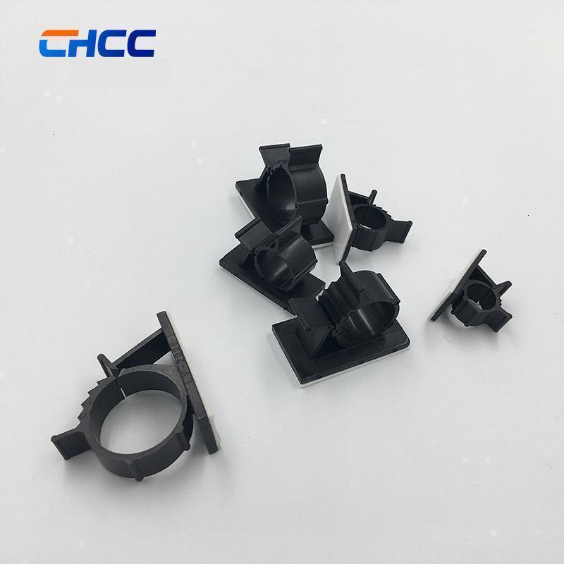 家柏饰(CORATED)收纳数据线电线整理固定器卡扣自粘圆管电源线路网线塑料扣夹线卡 50个黑色（直径08-10mm）