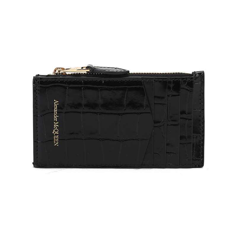 亚历山大麦昆alexandermcqueen女士牛皮革skull拉链零钱包卡包卡夹