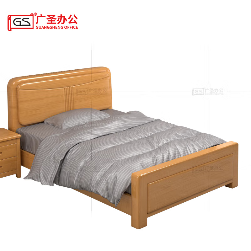 GS广圣实木床宿舍单人床员工床加厚1.5米 T1615 张高清大图