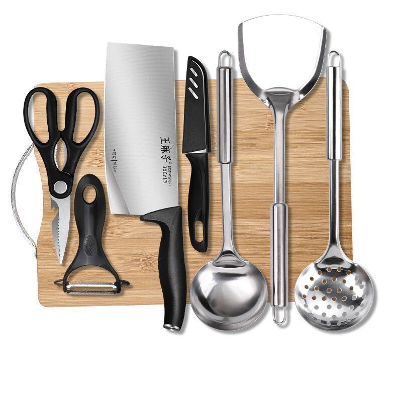 王麻子菜刀菜板刀具套装全套厨房砧板厨具厨师专用切菜切片刀8138高清大图