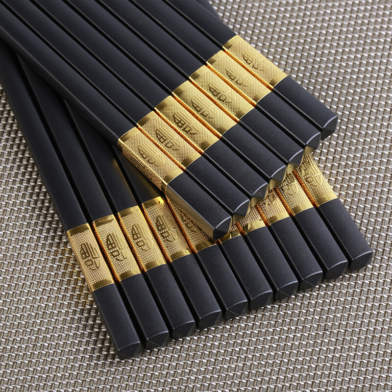 拾画合金筷子不锈不发霉耐高温合金筷10双装礼品家用酒店日式筷子金