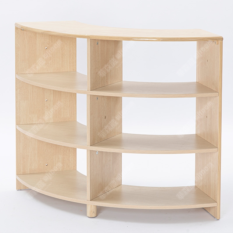 华森葳儿童用品 3层90度弧形柜-实木 3层90度弧形柜-橡胶木纹高清大图