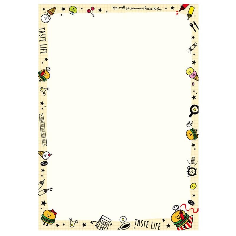 带花纹卡通图案彩色花边小学生用品创意小清新50张|汉堡