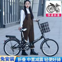 新款超轻便携折叠自行车免充气实心胎大学生女款zr 【免安装】经典黑+布框+ 22寸【免充气实心胎】减震款