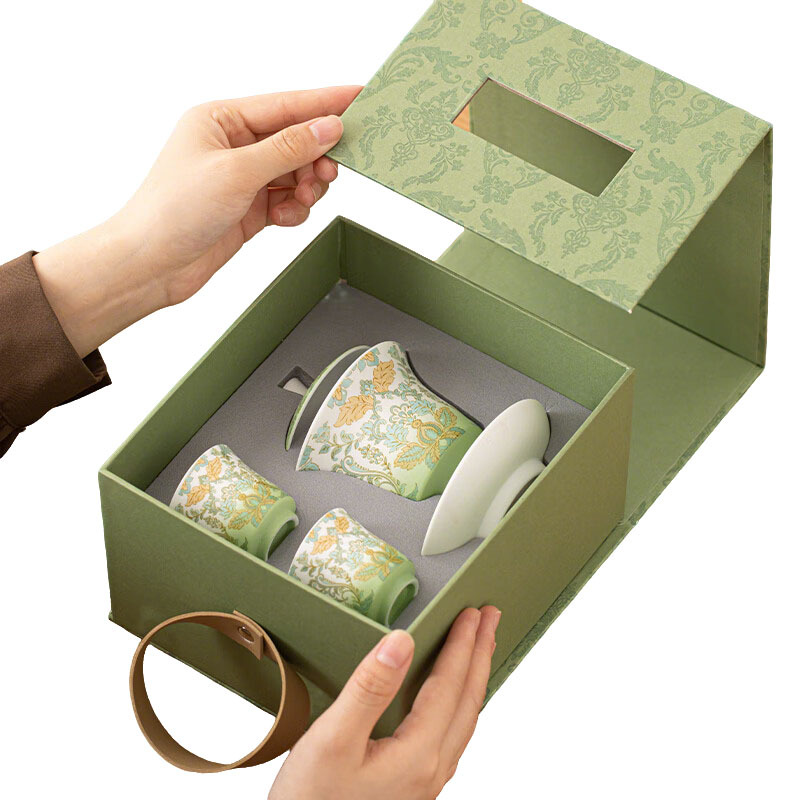 苏氏陶瓷(SUSHI CERAMICS) J1067 渐变革纹盖碗小套装 一盖碗二品茗杯 (单位:套)