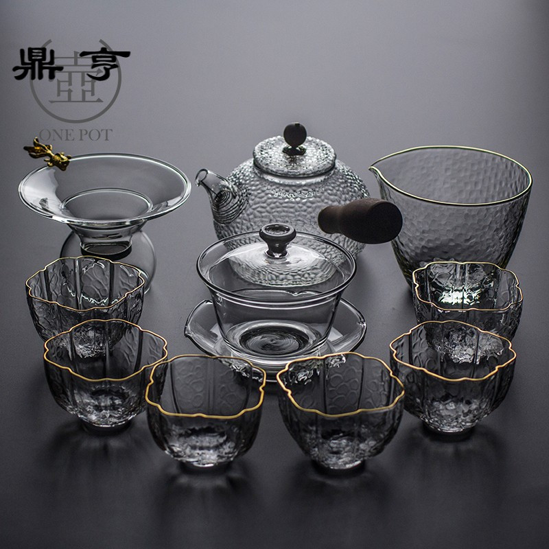 鼎亨一壶玻璃盖碗透明三才茶杯功夫茶具大号手工泡茶器耐热家用敬
