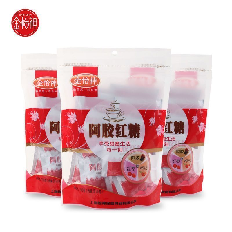 金怡神阿胶红糖姜茶阿胶红枣红糖姜茶古法熬制老红糖小袋装200g*3