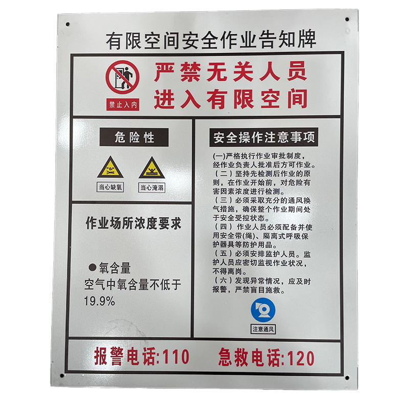 鸿灵睿芯 GRM22 500*400mm 有限空间标识胶贴(计价单位:卷)白色