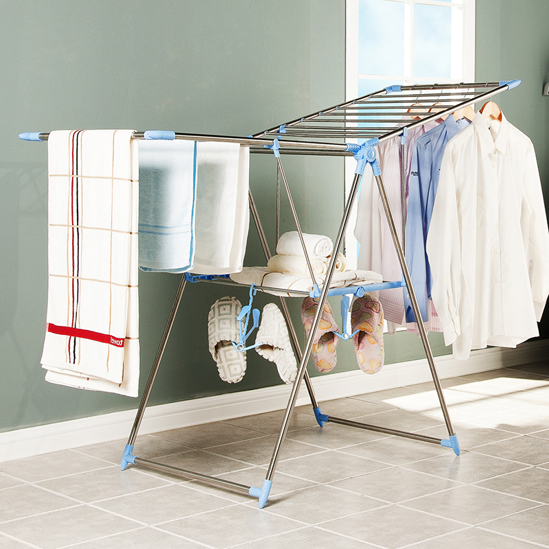 好事达不锈钢折叠晾衣架落地阳台飘窗晒衣架挂衣架裤架衣帽架2584