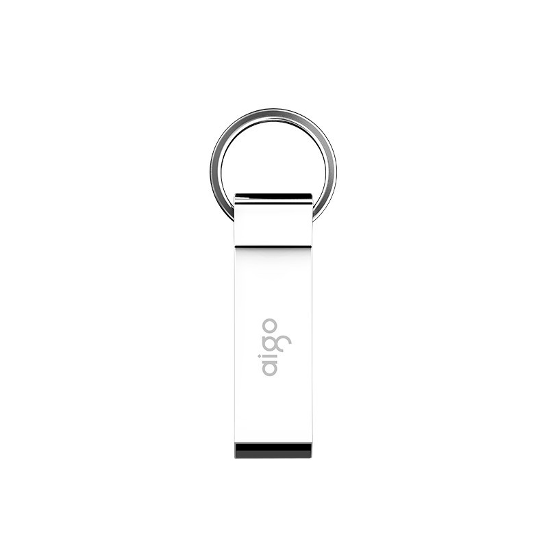 爱国者(aigo)64GB USB2.0 U盘 U210 金属U盘 车载U盘 银色 一体封装 便携挂环