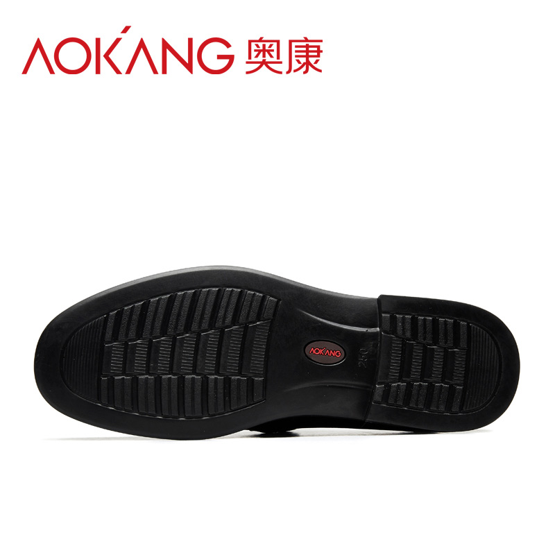 奥康男鞋春秋季男士皮鞋男牛皮商务休闲鞋低帮男士套脚单鞋子高清大图