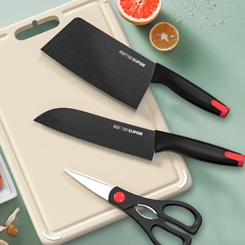 苏泊尔(SUPOR) 锋匠刀具五件套 切片刀多用刀多用剪刀水果刀砧板套装TK21119V高清大图