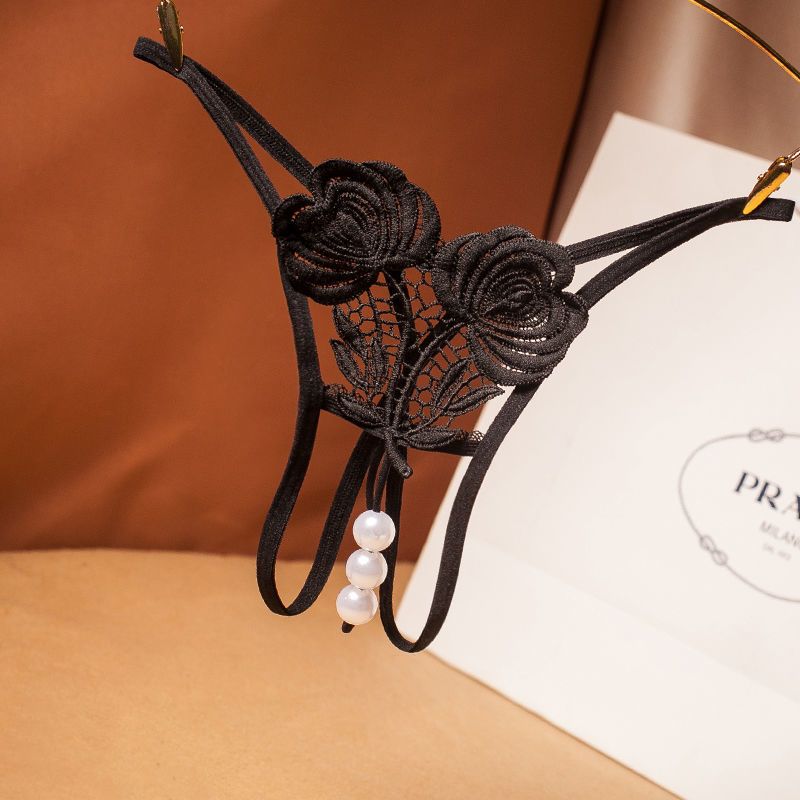 情趣内裤女少妇性感火辣全透明真人丁字裤激情诱惑sm珍珠按摩内裤黑色