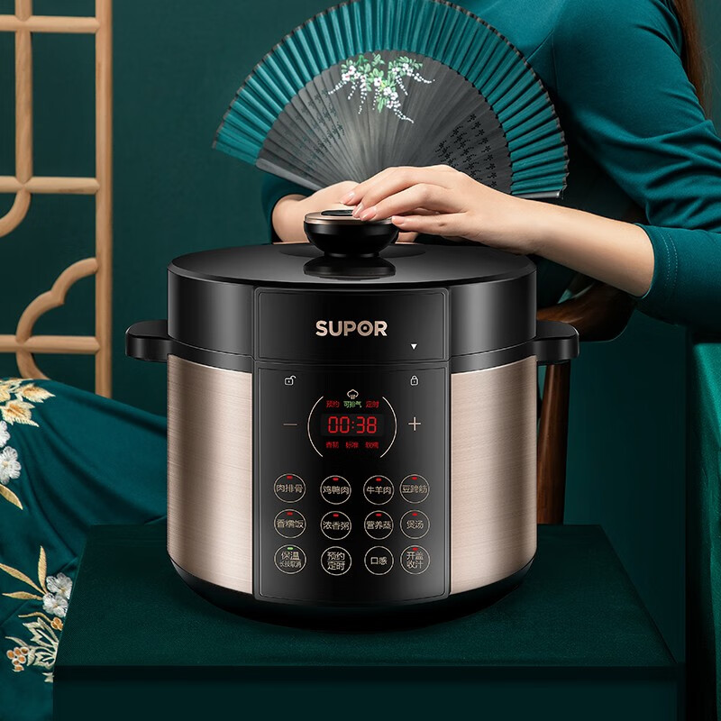 苏泊尔(SUPOR)国风系列电压力锅 5L智能预约 70kPa煲汤小米粥双胆 50YC9086电饭煲高压锅4-6人高清大图
