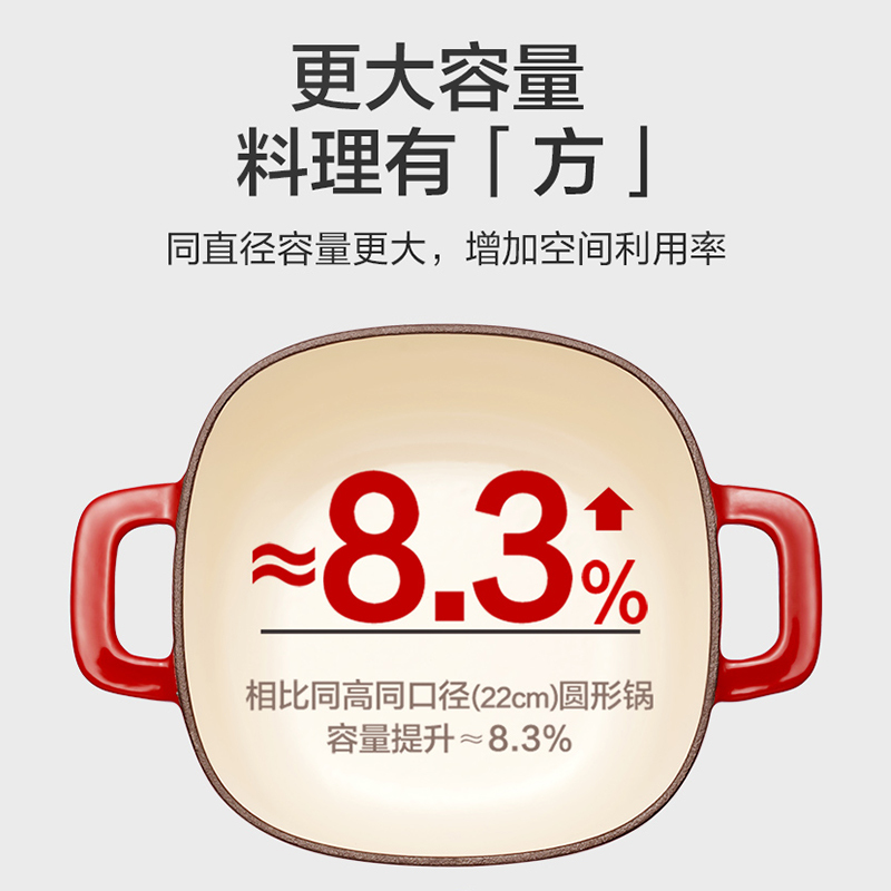 苏泊尔(SUPOR)铸铁珐琅锅26cm汤锅焖煮锅浆果红3L (适合3-5人使用) ET26JAF01-R