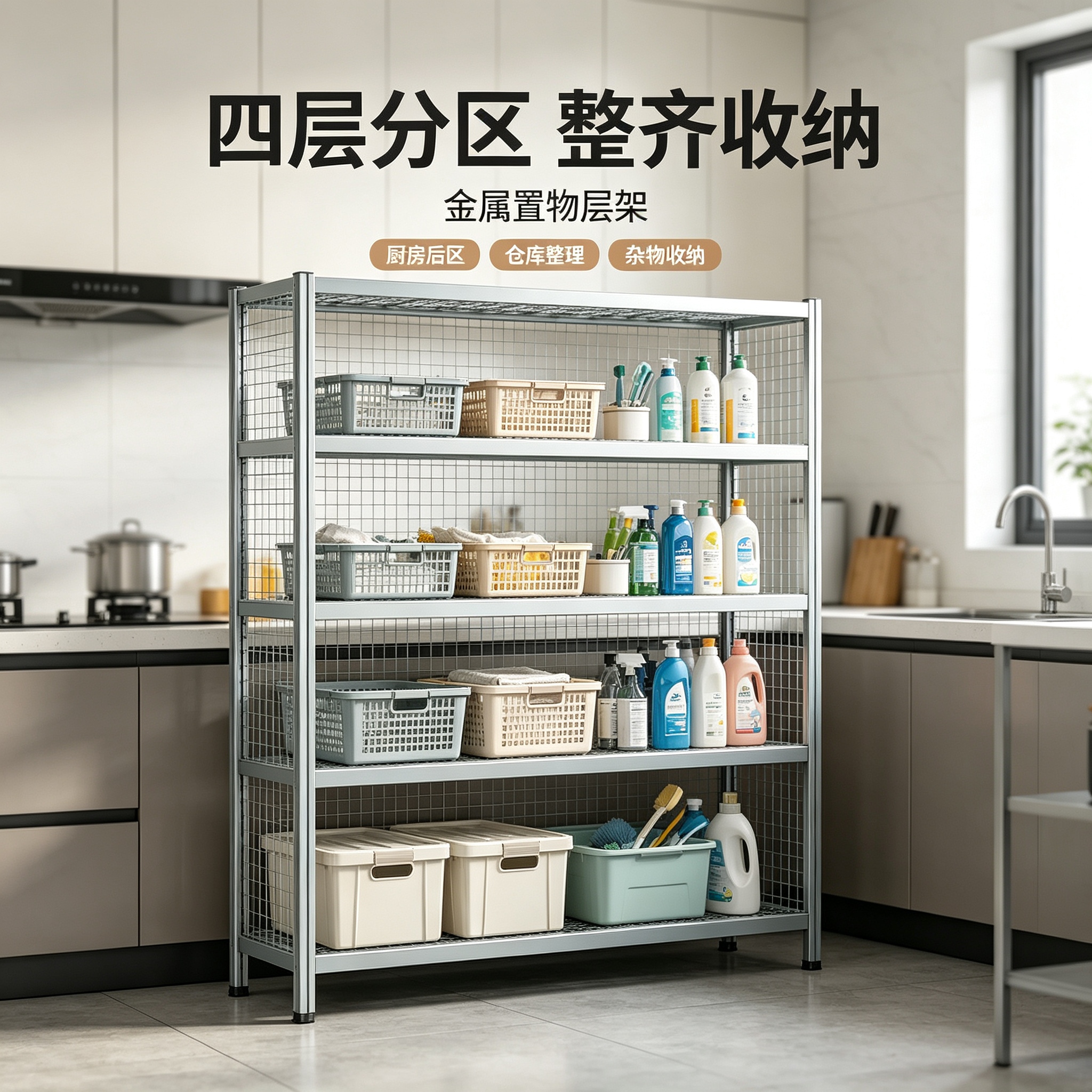 优迈克 YMK-TGJ150 四层栅格层架 1500*500*1550 单位:台 银色高清大图
