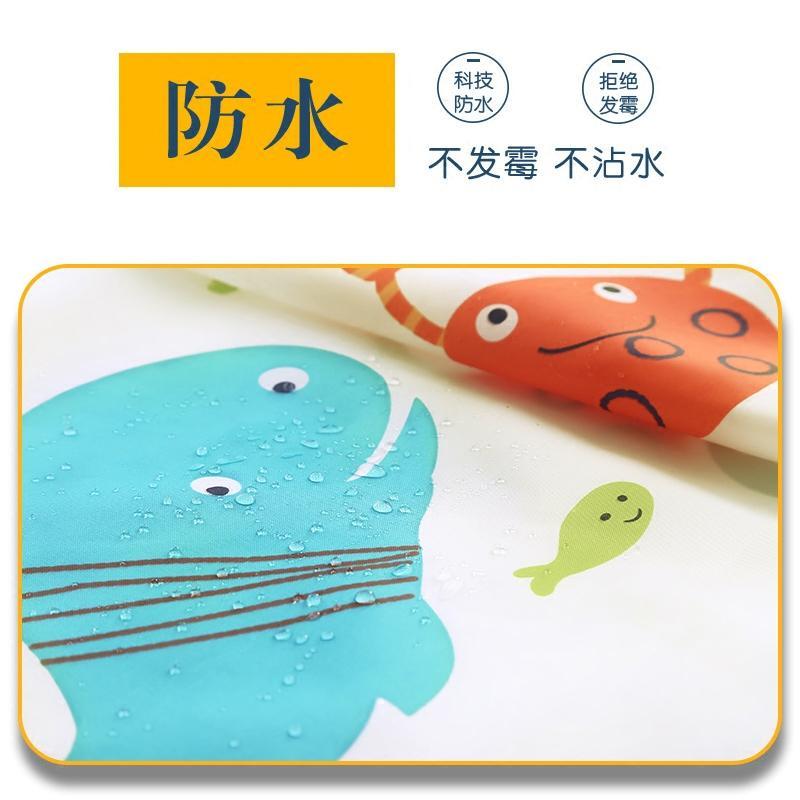 卫生间浴帘套装浴室遮挡挂帘子隔断防水窗帘布加厚卡通免打孔日用家居