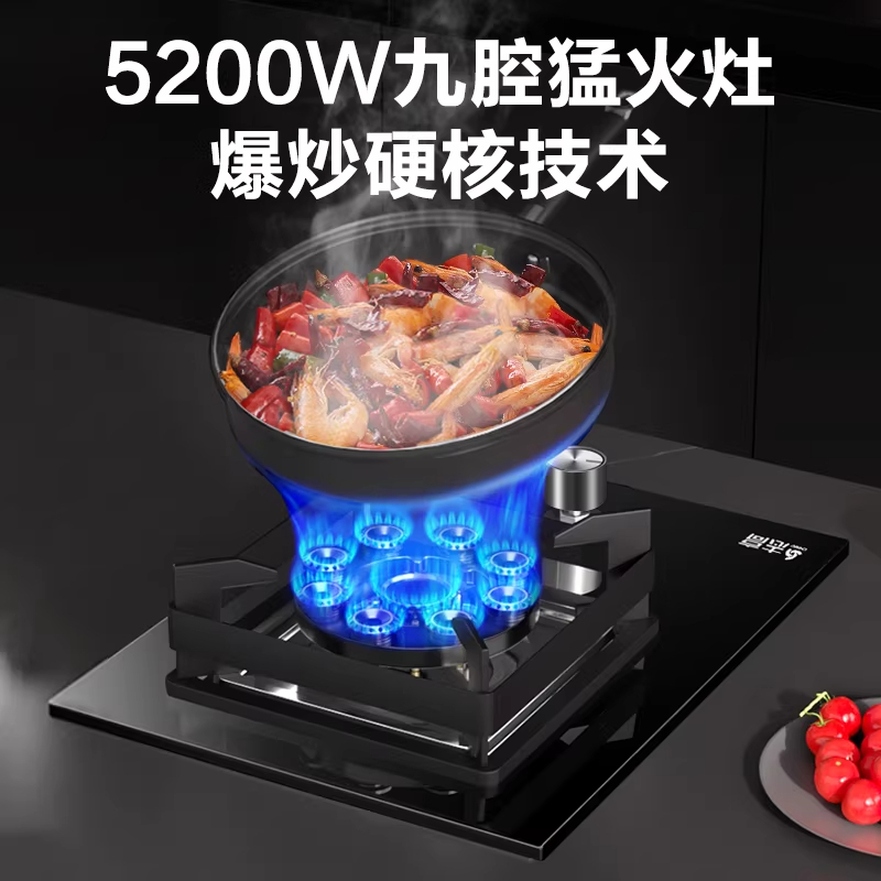志高燃气灶单灶家用嵌入式天然气燃气灶台高配顶顶配玻璃聚能九腔定时天然气高清大图