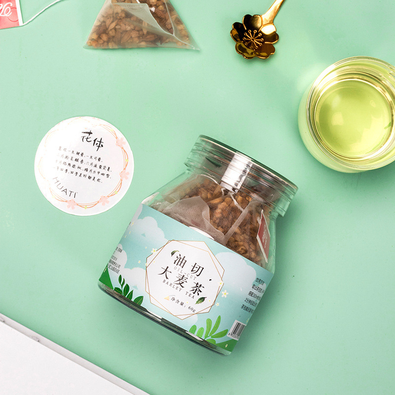 雅丽百花缘 油切大麦茶60g(10包*6g)瓶装 大麦 麦芽 苦荞合花茶三角包袋泡茶