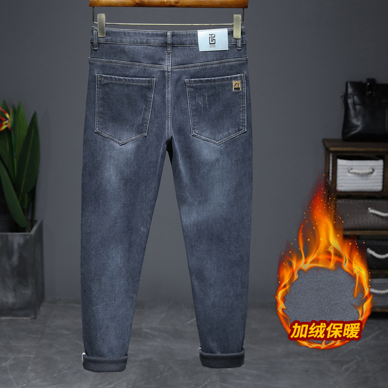 北方舒适加绒牛仔裤男士不挑身材刺绣长裤男款品质百搭小直筒裤男_4773高清大图